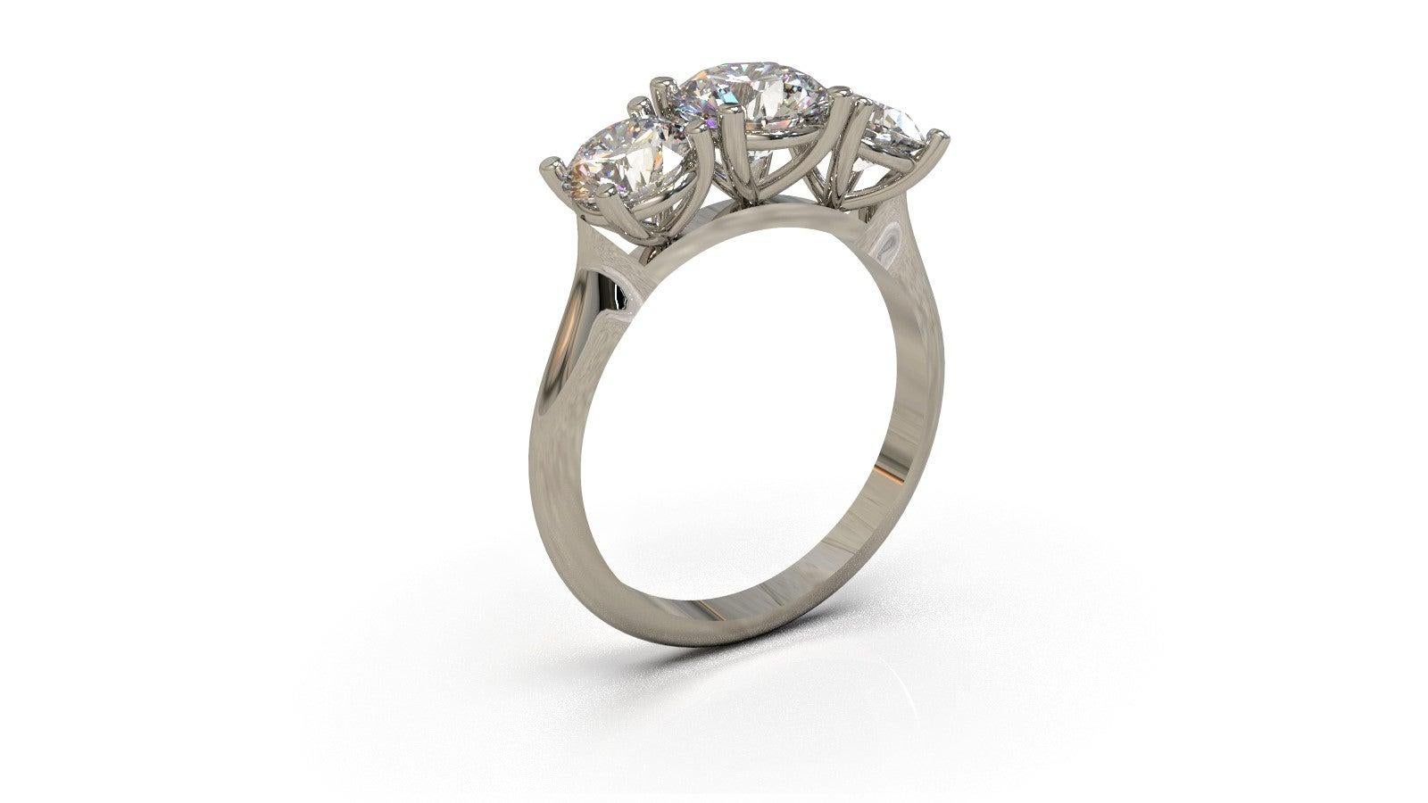 For Sale:  Kian Design White Gold 2.00 Carat Three Stones Round Brilliant Trilogy Ring 3