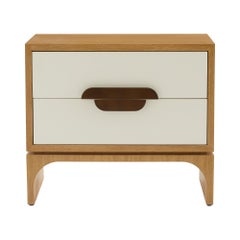 Kianna Side Table FIS05 - White, Lacquer, Oak, Brass