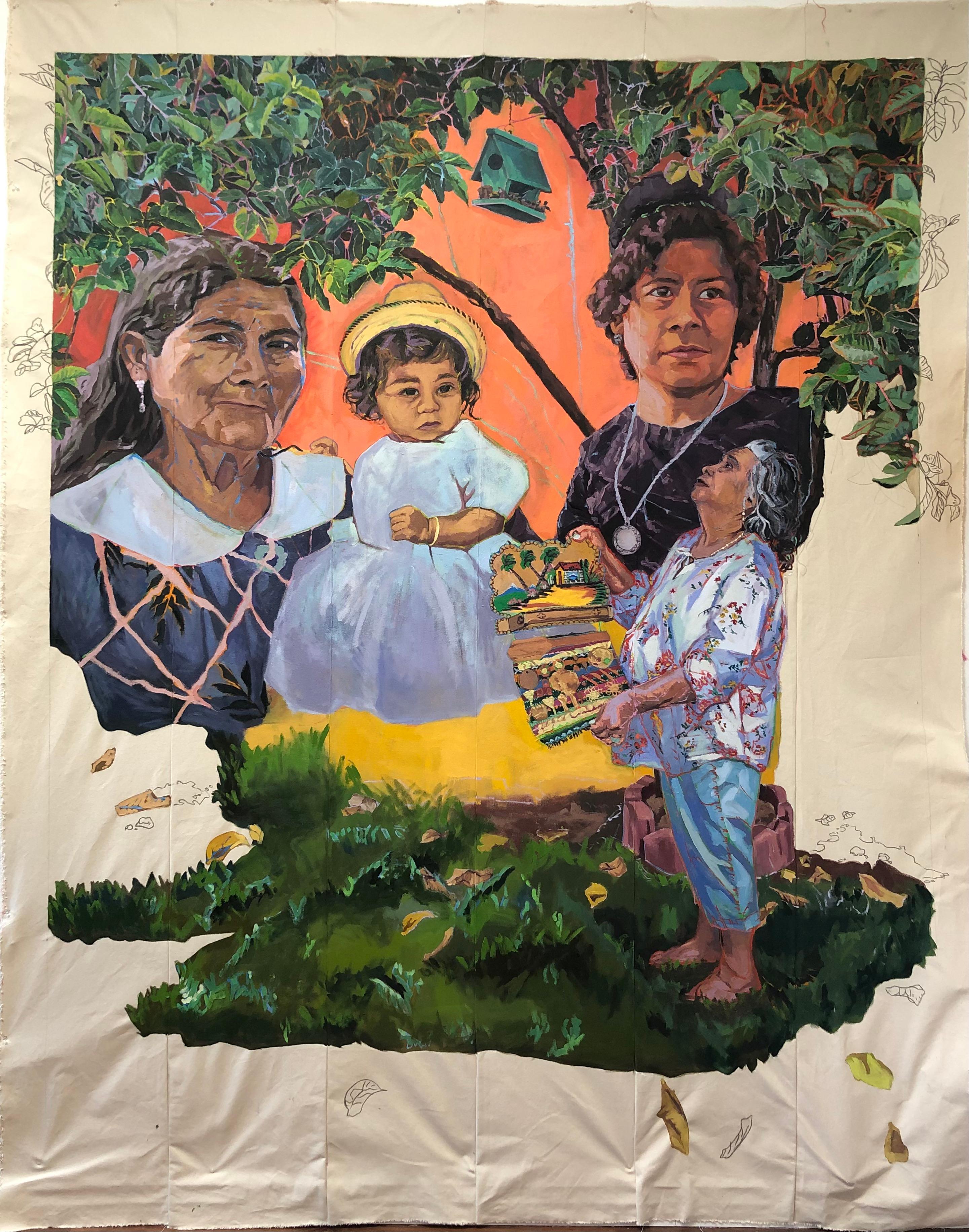 Kiara Aileen Machado Figurative Painting - Tres Generaciones