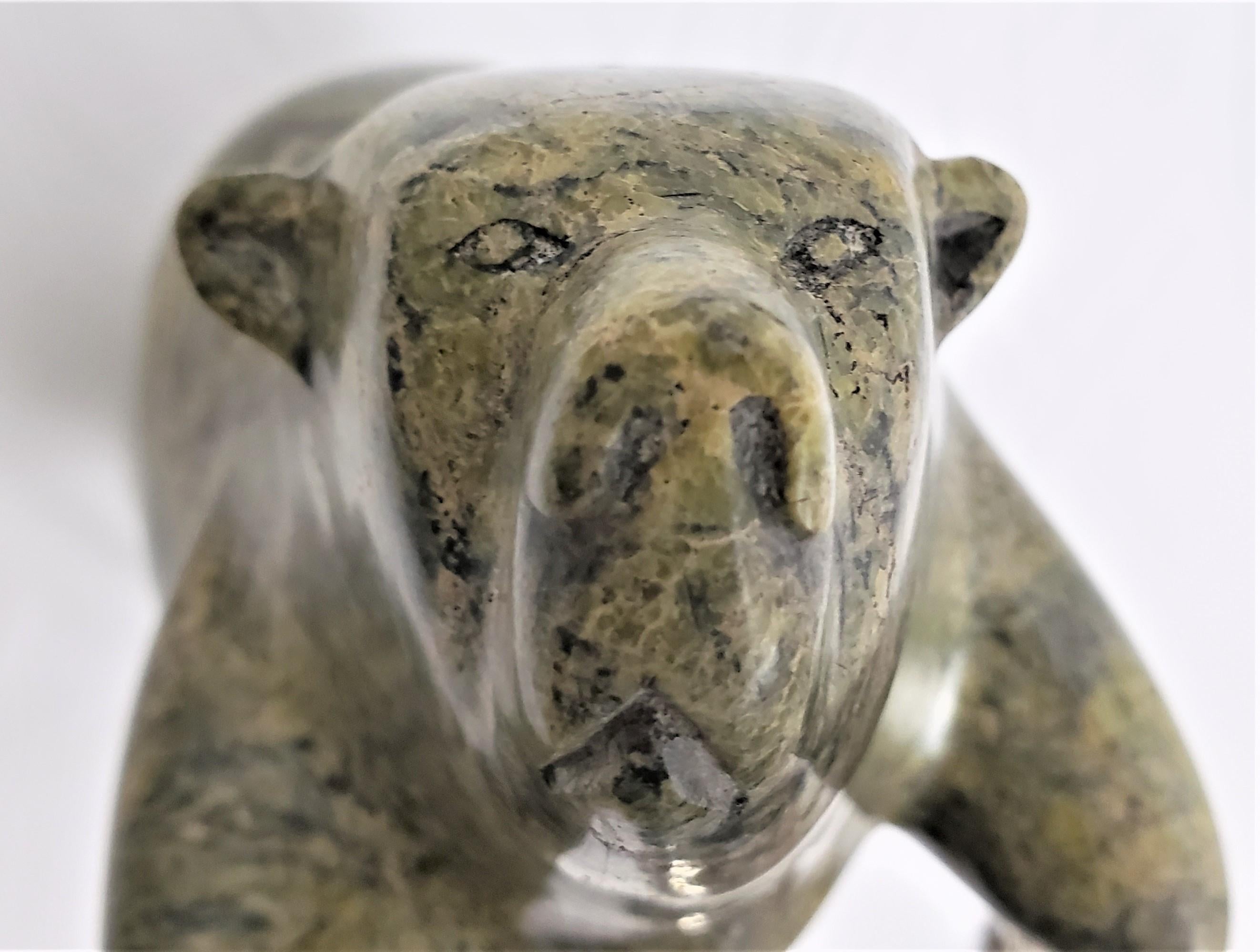 Kiawak Ashoona Signed Inuit Soapstone Sculpture of a Dancing or Rearing Bear 1