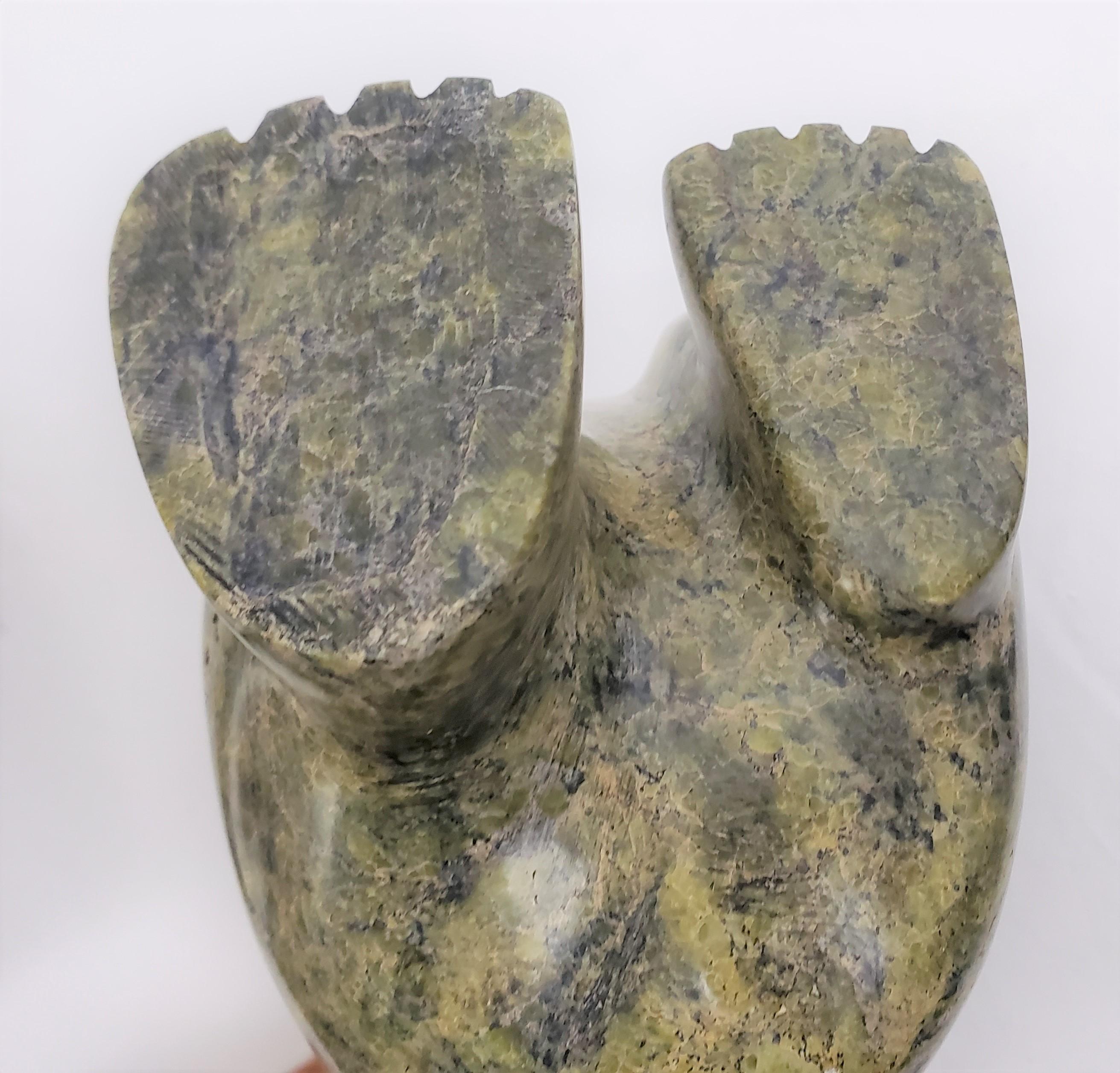 Kiawak Ashoona Signed Inuit Soapstone Sculpture of a Dancing or Rearing Bear In Good Condition In Hamilton, Ontario