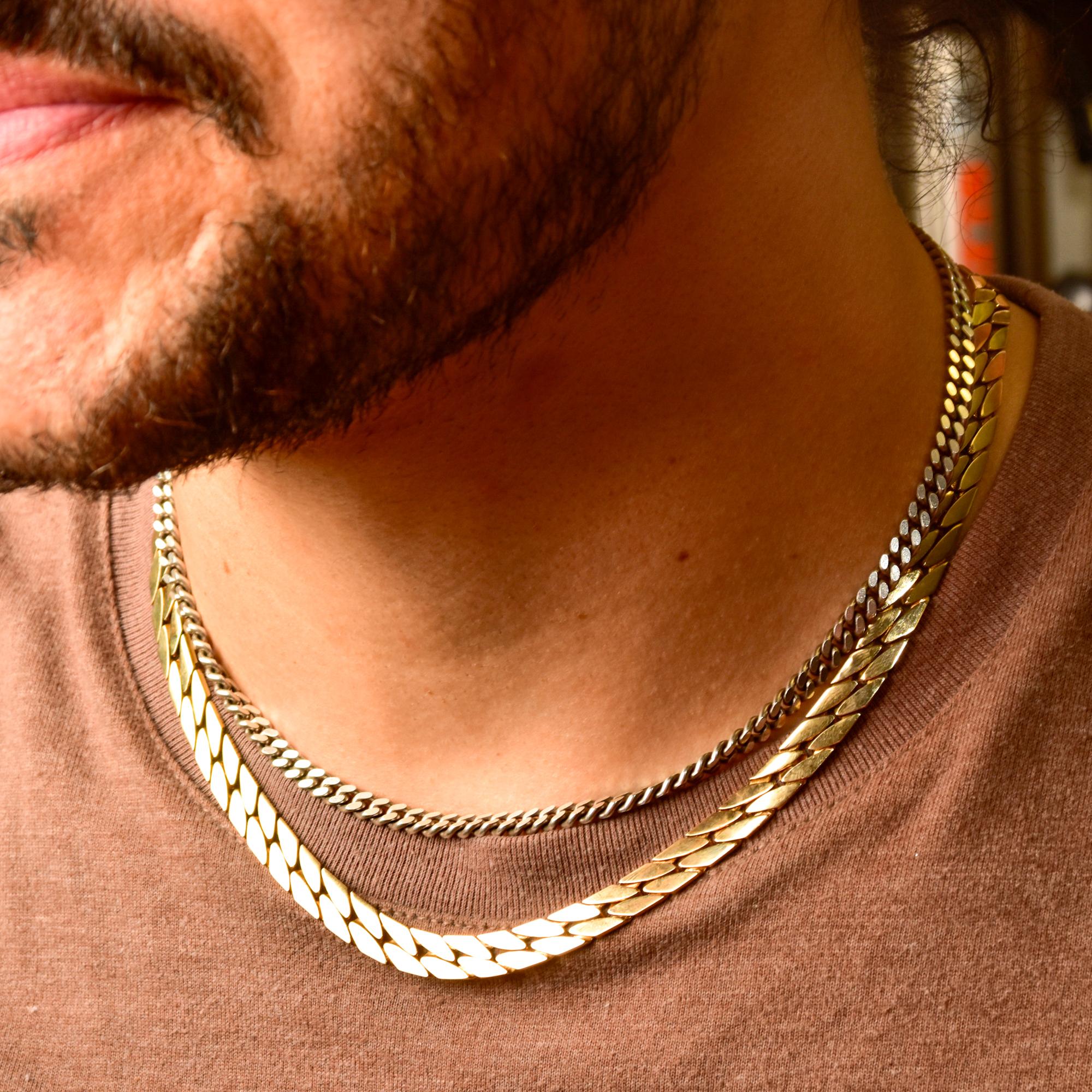 KIBRA Solid 14K Yellow Gold Curb Chain Necklace 2