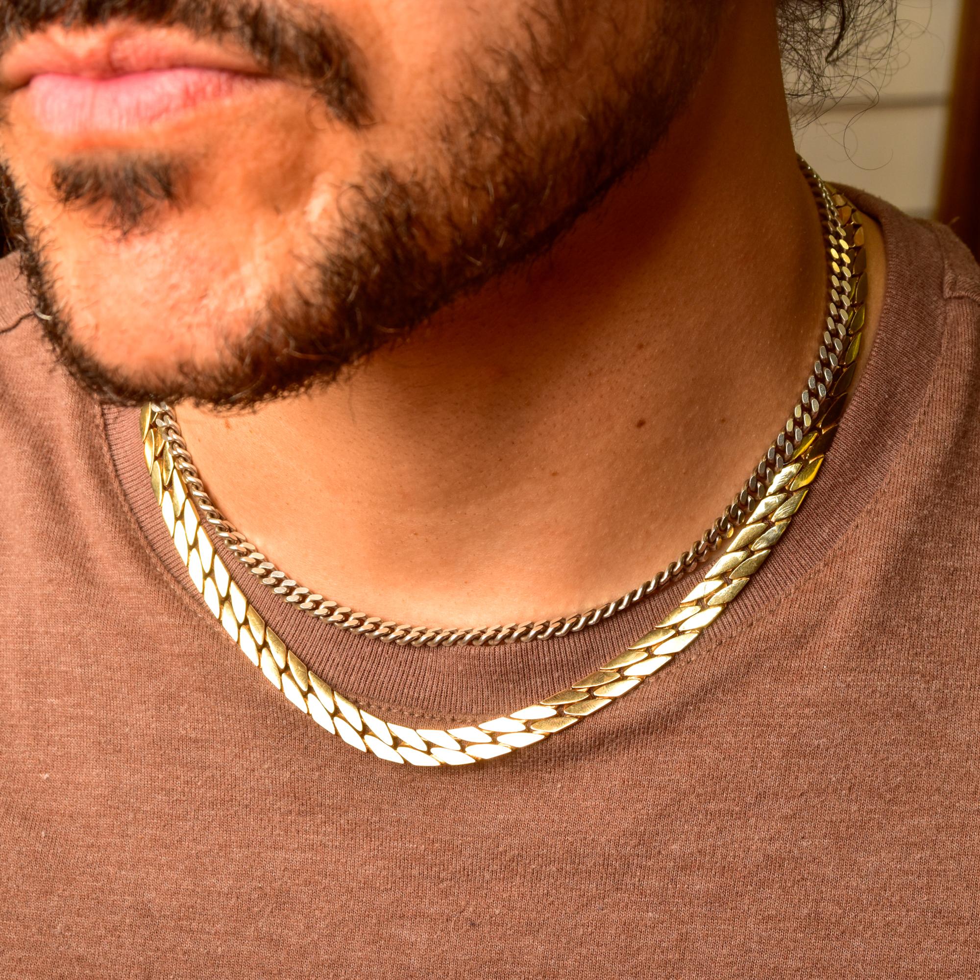 Modern KIBRA Solid 14K Yellow Gold Curb Chain Necklace