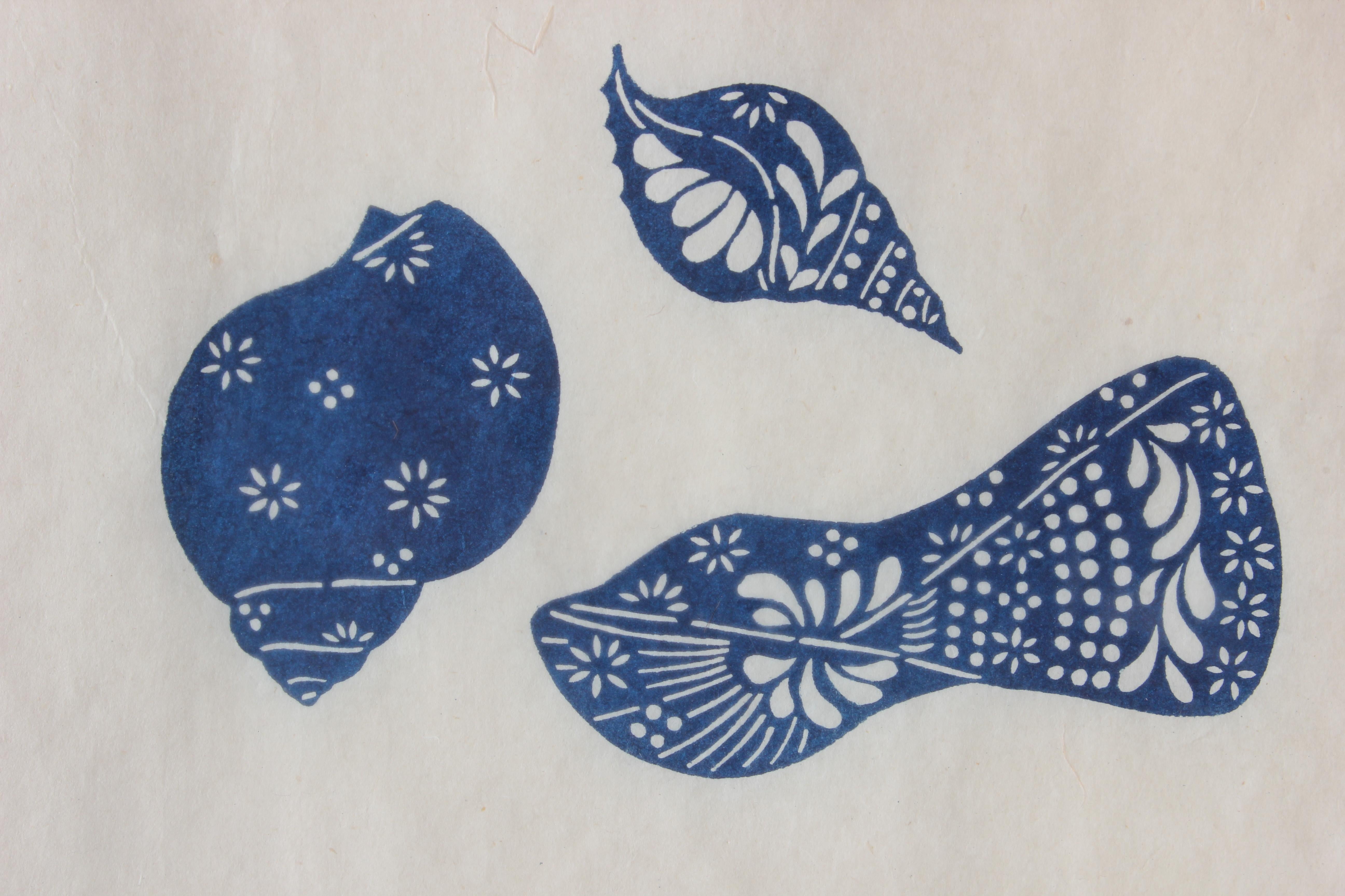 Blue Seashells - Print by Kichiemon Okamura 