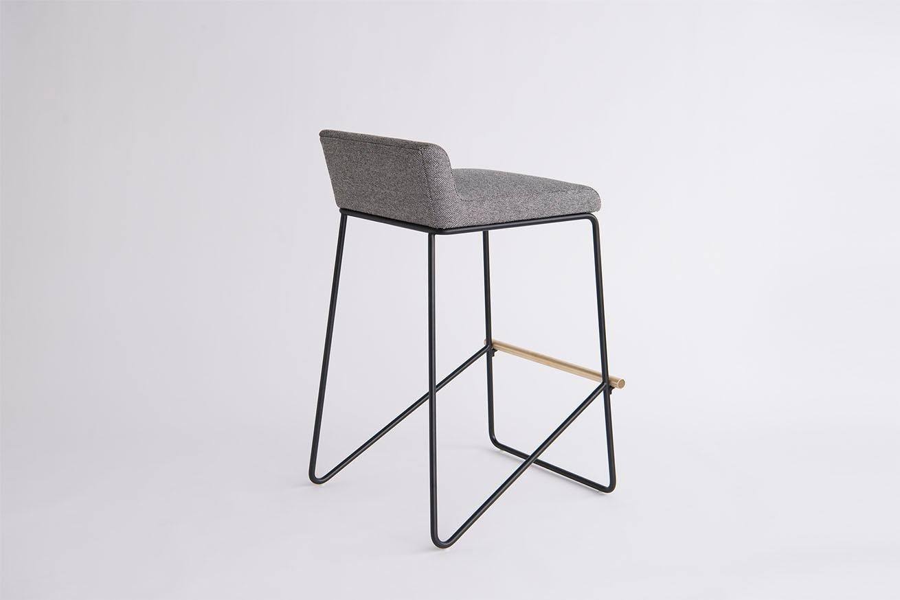 Brushed Kickstand Bar Stool by Phase Design, Fabric For Sale