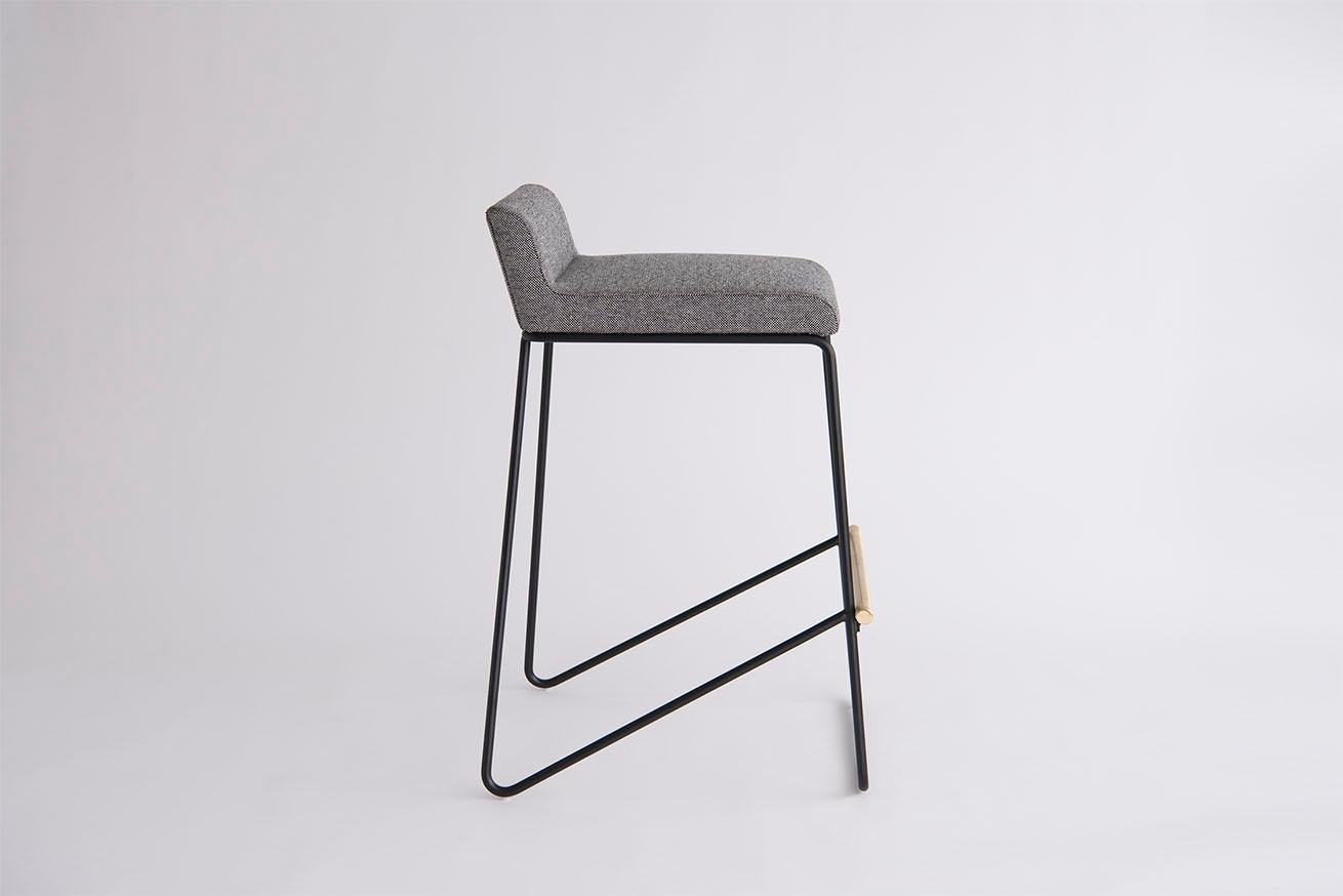 Brushed Kickstand Bar Stool by Phase Design, Leather For Sale