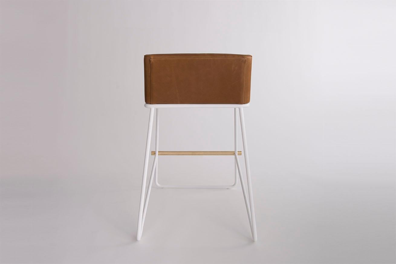 Kickstand Counter Stool by Phase Design, Leather In New Condition For Sale In North Hollywood, CA