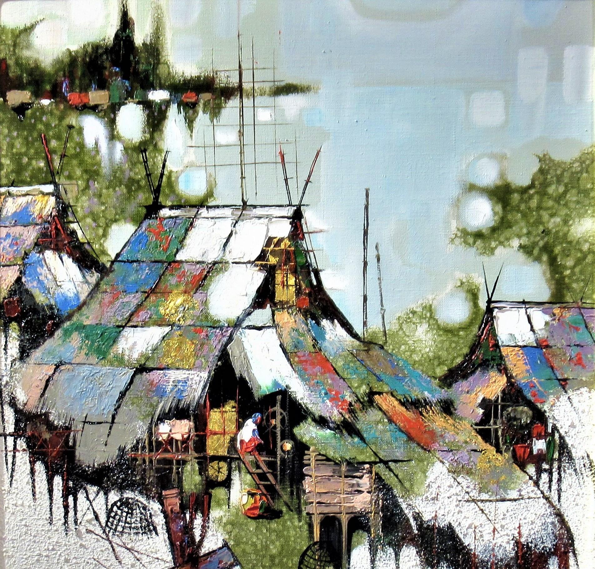 fishing village painting