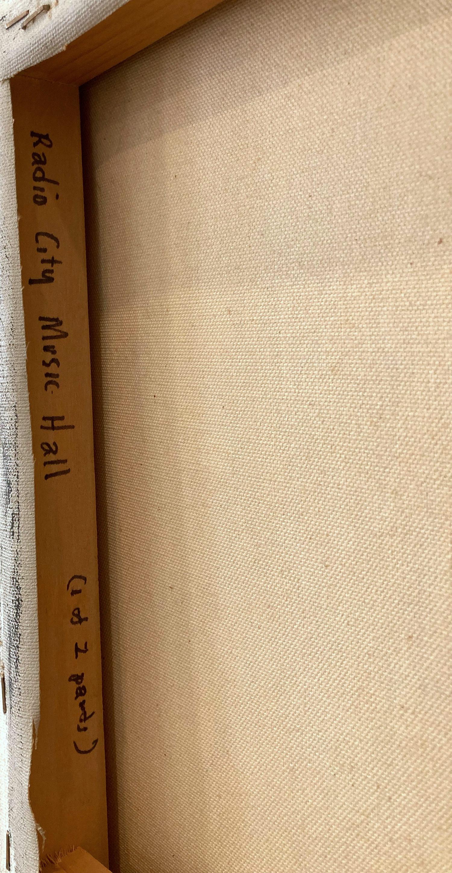 « Radio City Music Hall », peinture géométrique sur toile avec diptyque doré en vente 10
