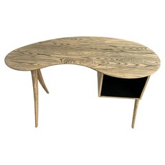 Vintage Kidney Biomorphic Shaped Oak Desk