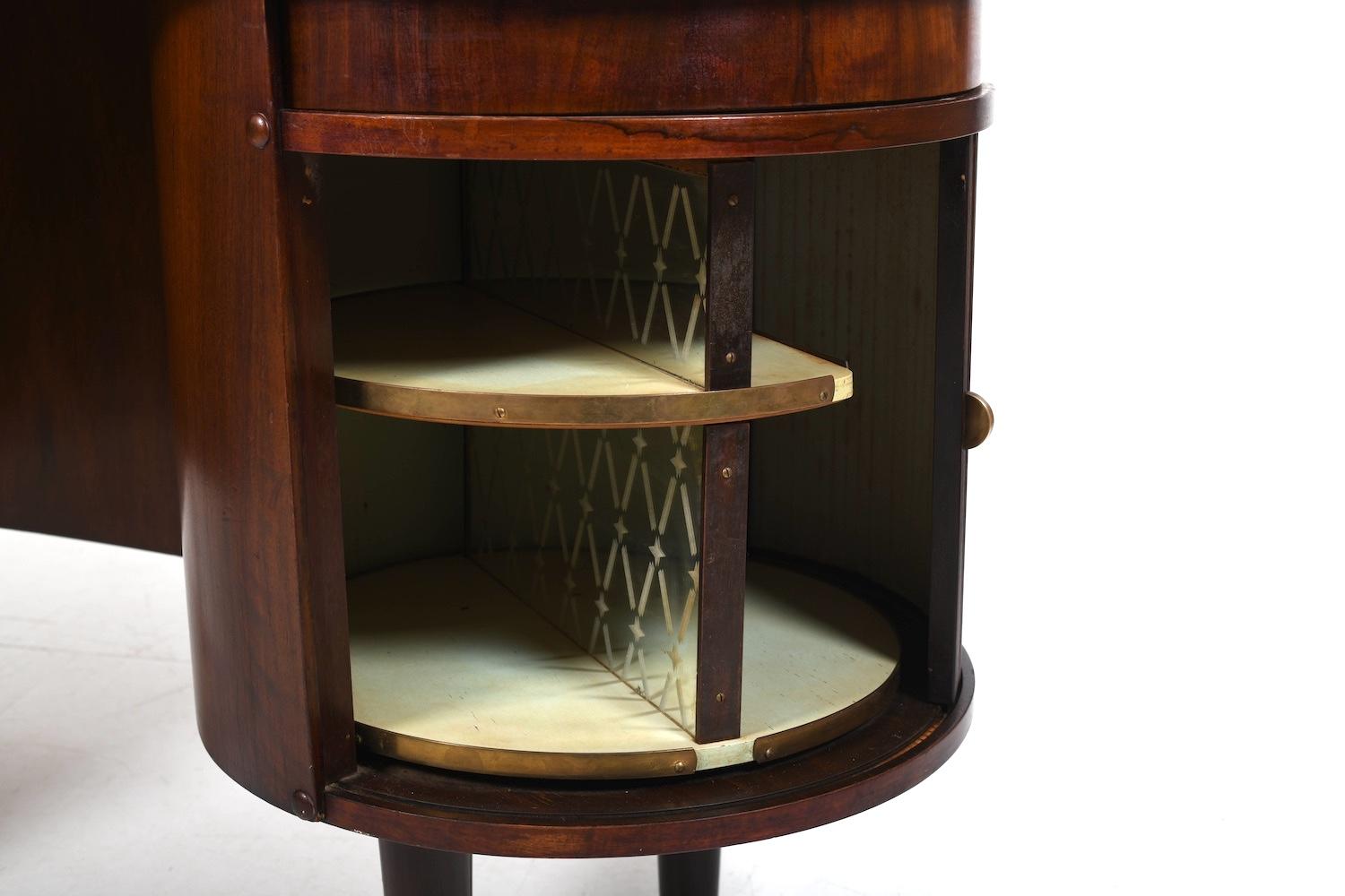 Brass Kidney Desk Model No. 54 by Feldballes Møbelfabrik 1950s