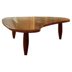 Kidney Marble and Wood Coffee Table