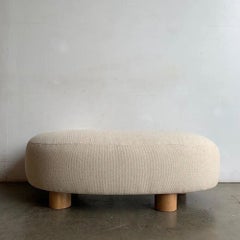 Kidney Ottoman with Oak Legs, Made to Order