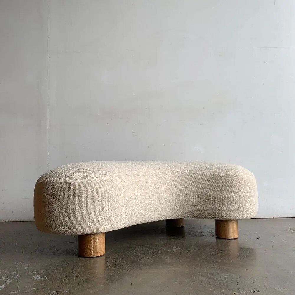 American Kidney Ottoman with Oak Legs, Made to Order For Sale