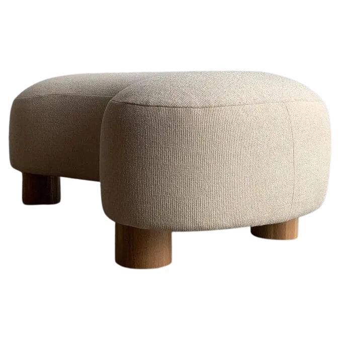 Kidney Ottoman with Oak Legs, Made to Order For Sale