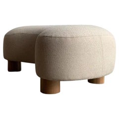 Kidney Ottoman with Oak Legs, Made to Order
