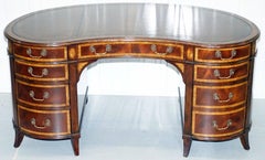 Kidney Partner Pedestal Desk Mahogany Brown Leather in the Manor of Gillows