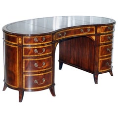 Kidney Partner Pedestal Desk Mahogany Brown Leather in the Manor of Gillows