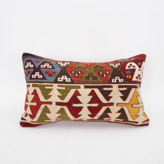 Kidney Pillow Case Made from an Antique Anatolian Kilim