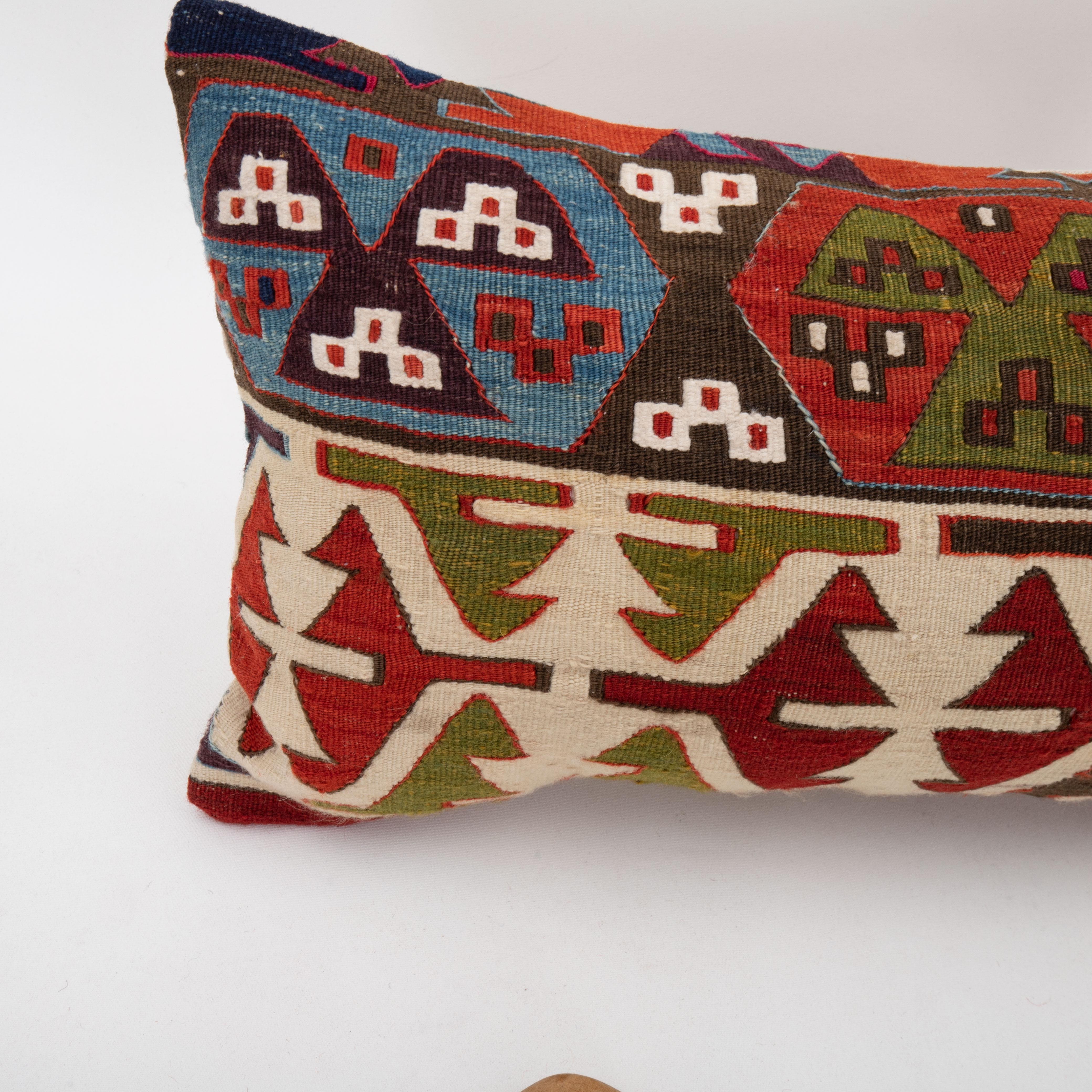 Hand-Woven Kidney Pillow Case Made from an Antique Anatolian Kilim For Sale