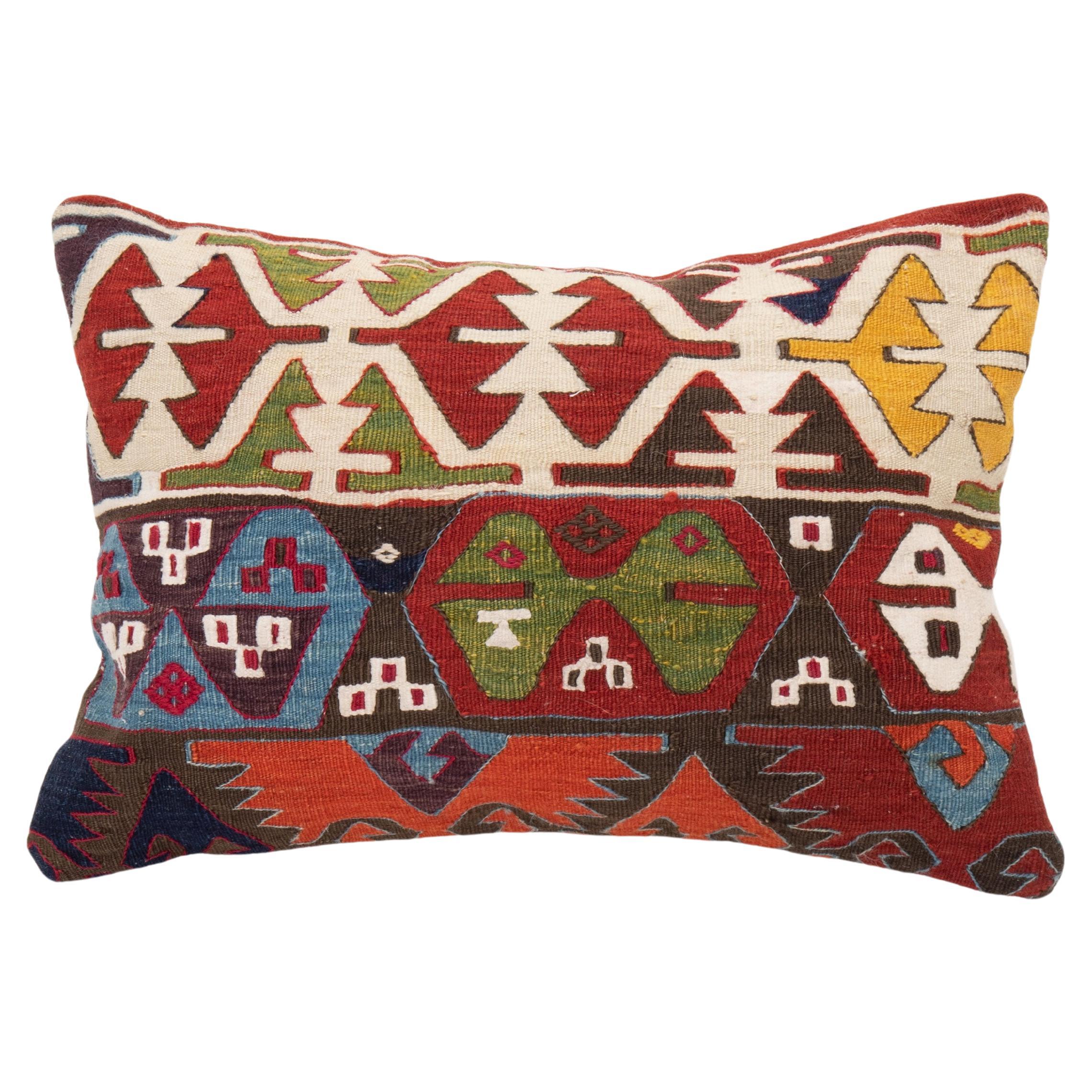 Kidney Pillow Case Made from an Antique Anatolian Kilim For Sale