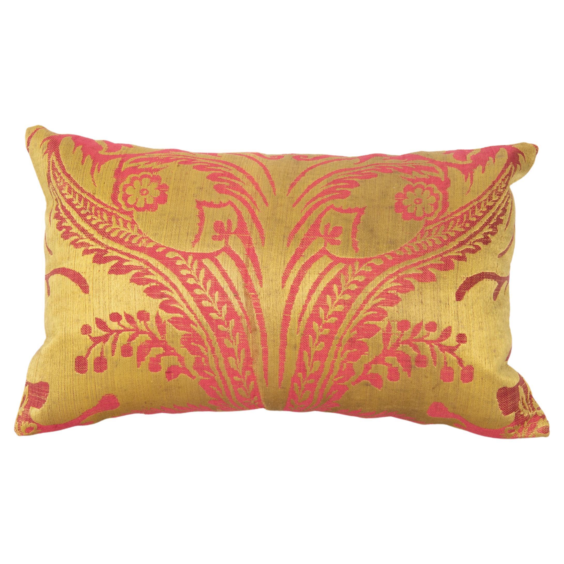 Kidney Pillow Case Made from an Antique Italian Textile For Sale