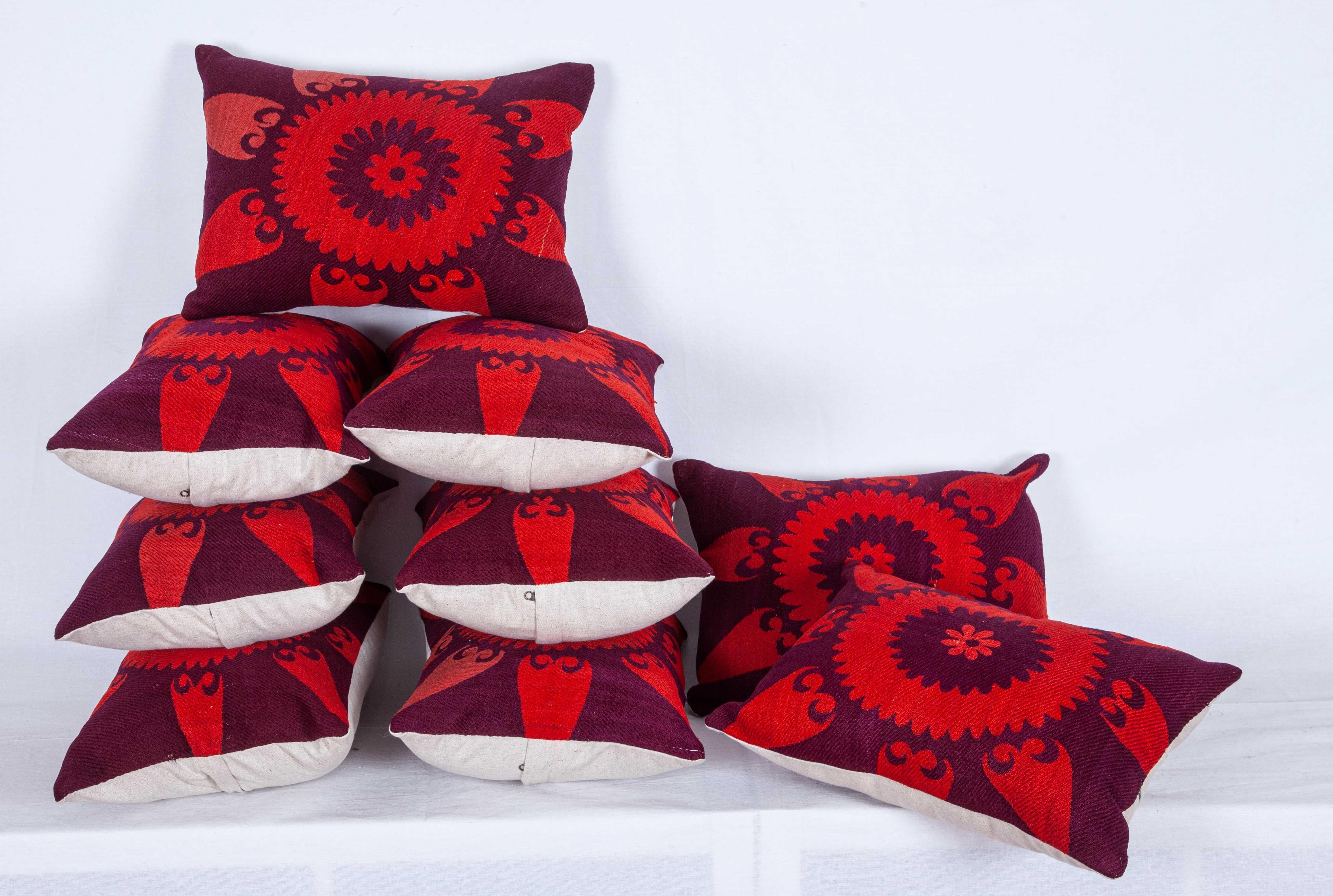 Kidney Pillows Fashioned from an Early 20th Century Silk Samarkand Suzani In Good Condition For Sale In Istanbul, TR