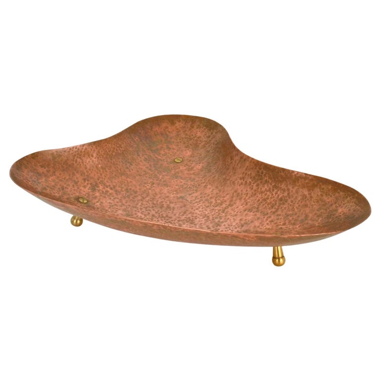 Kidney Shape Copper Decorative 1950s Bowl For Sale at 1stDibs