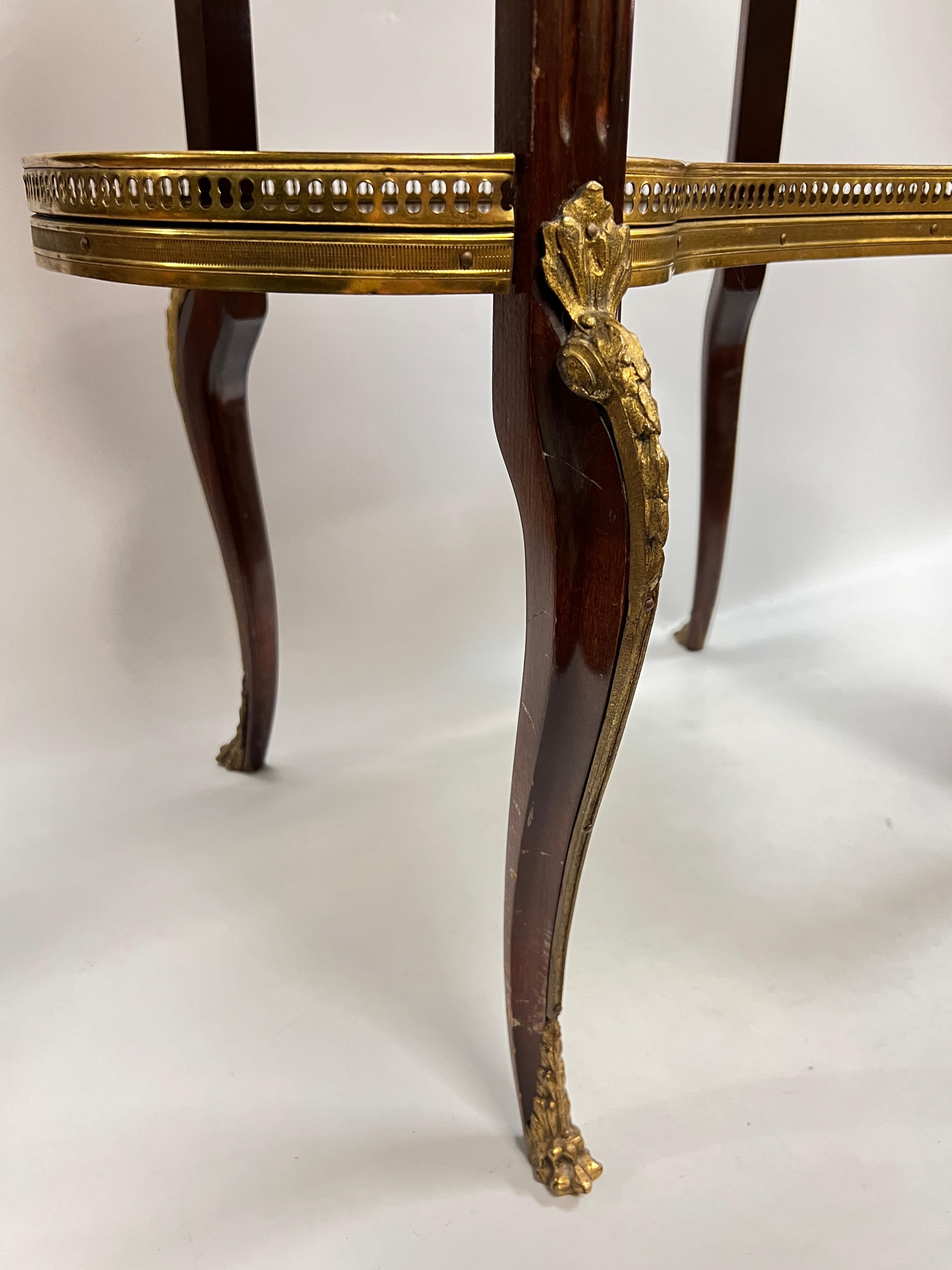 Kidney Shaped Bronze Mounted Mahogany Side Table in French Louis XVI Style 1