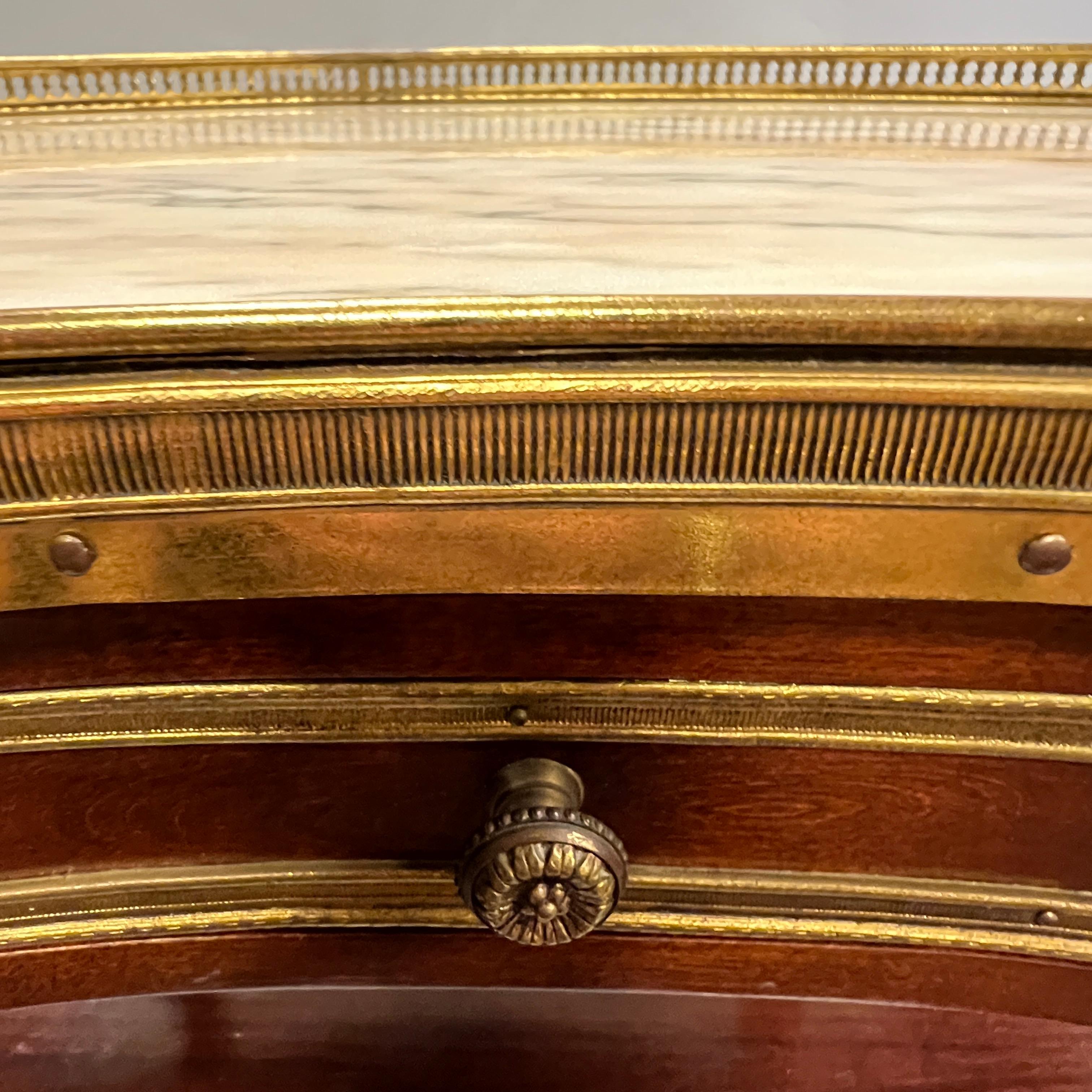Kidney Shaped Bronze Mounted Mahogany Side Table in French Louis XVI Style 4