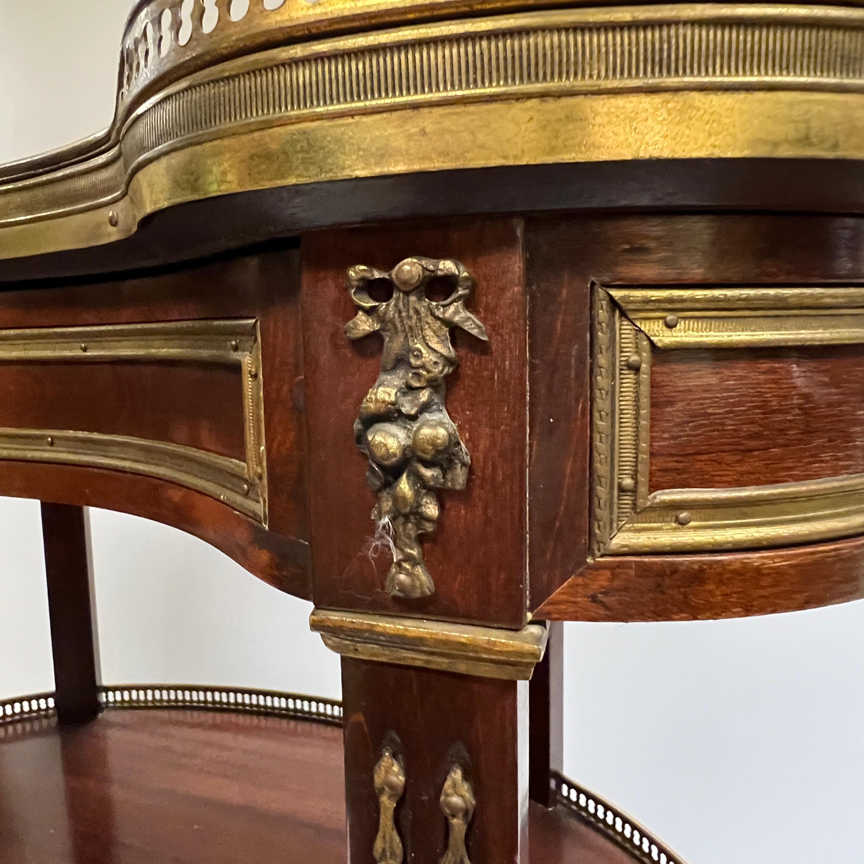 Kidney Shaped Bronze Mounted Mahogany Side Table in French Louis XVI Style 5