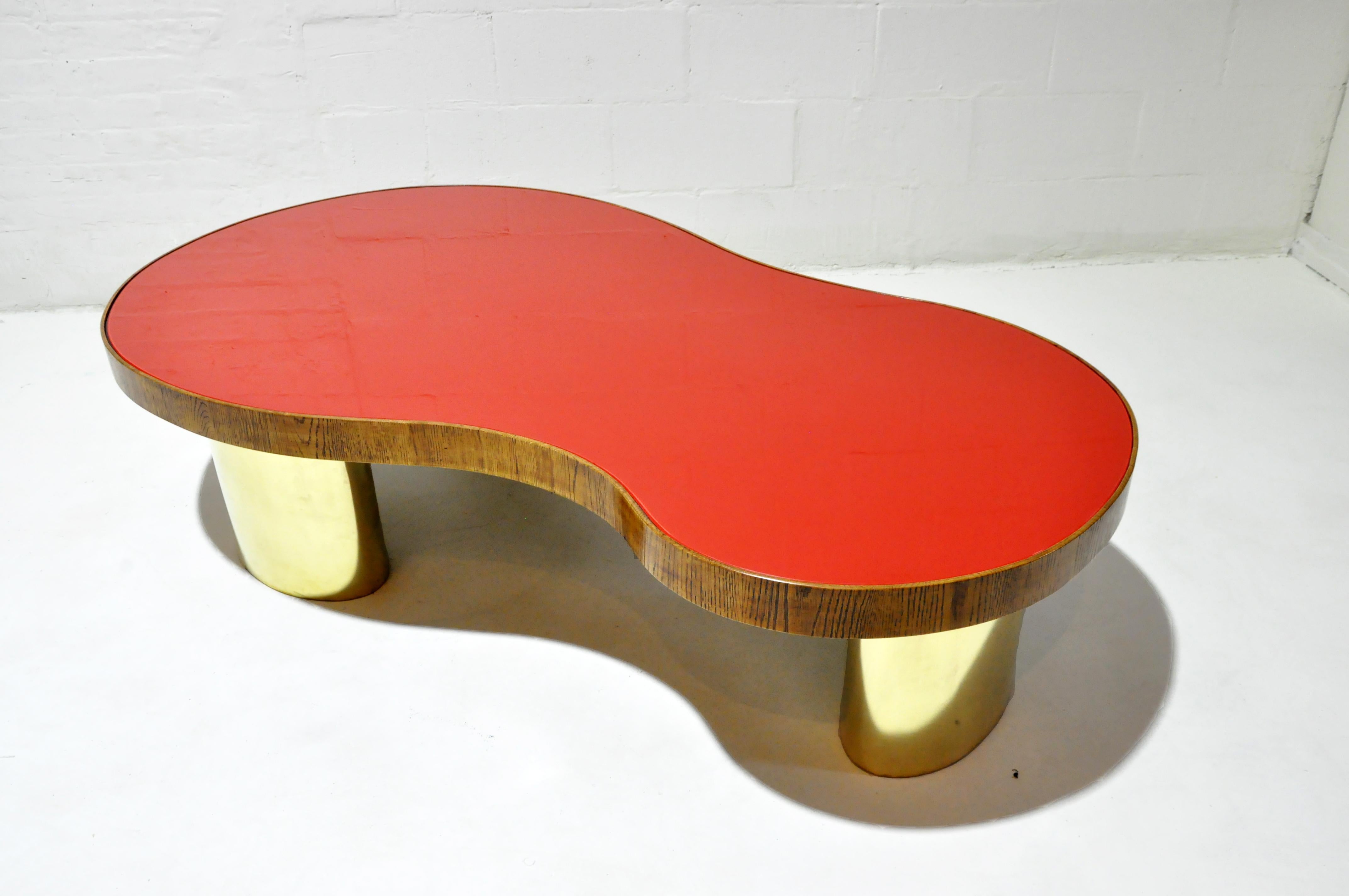 Mid-Century Modern Kidney-Shaped Coffee Table with a Glass Top