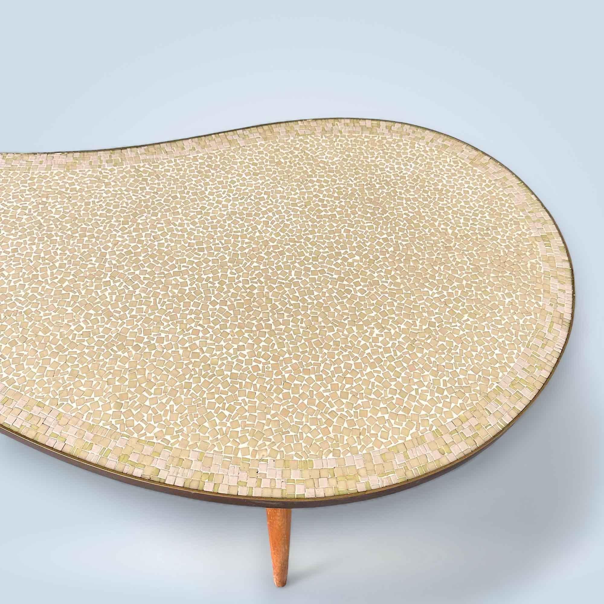 Kidney Shaped Coffee Table with Mosaic Tiles, 1960s 1