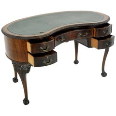 Kidney Shaped Desk, Walnut Desk, Edwardian Writing Table, Scotland 1910, B967