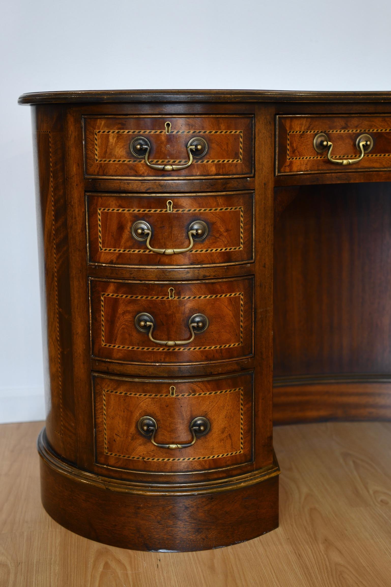 Kidney Shaped Desk with Leather Top 5