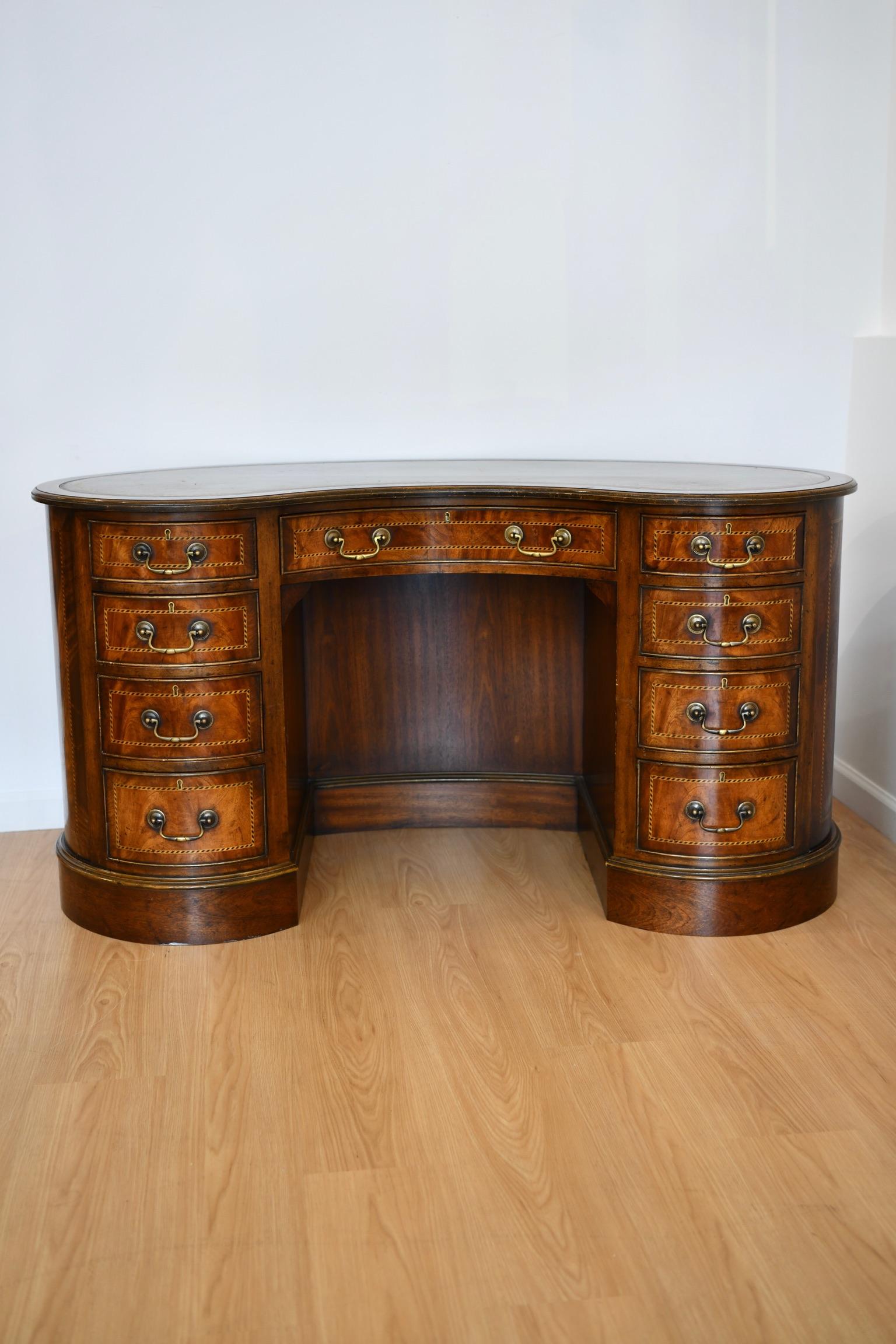American Kidney Shaped Desk with Leather Top