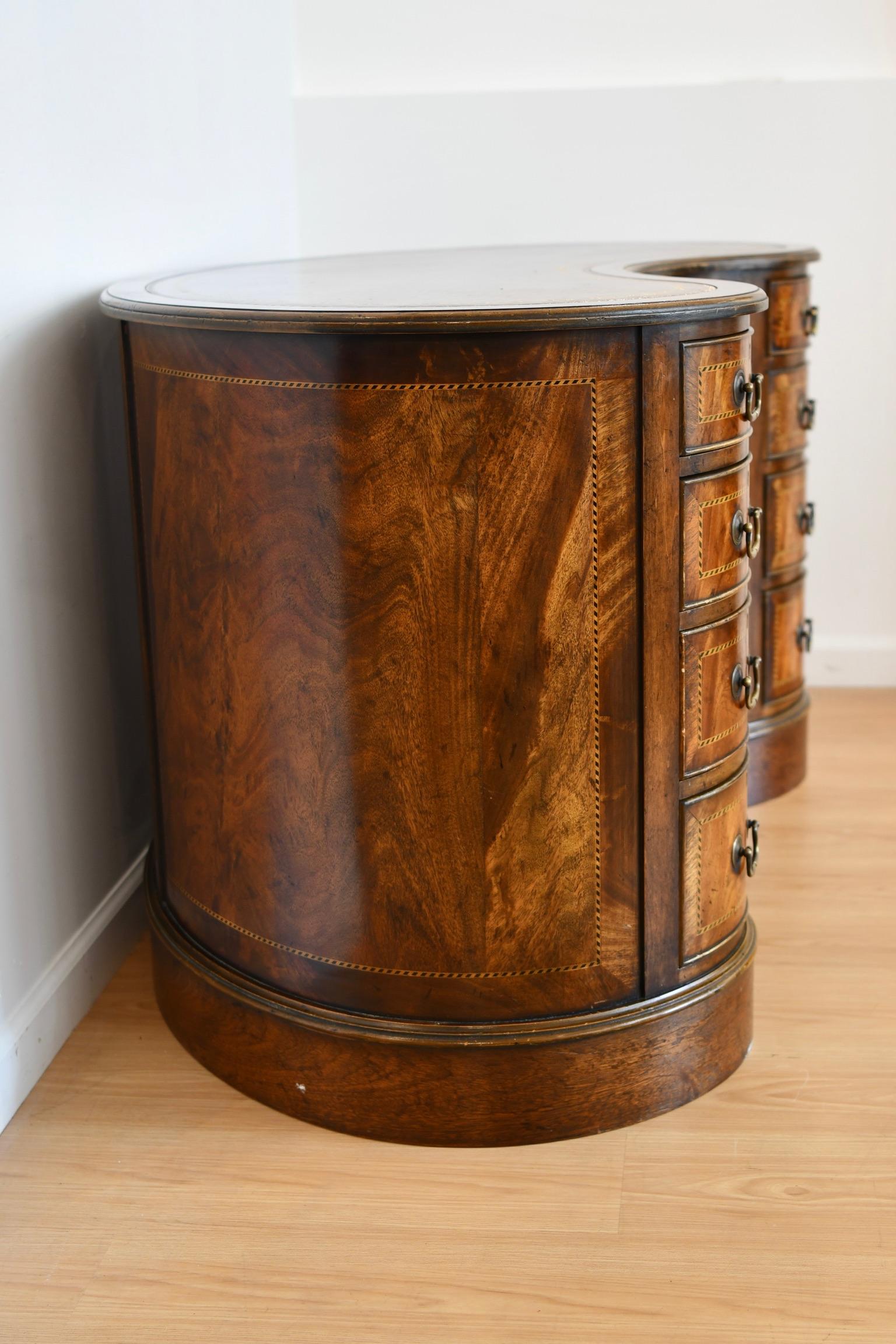 20th Century Kidney Shaped Desk with Leather Top