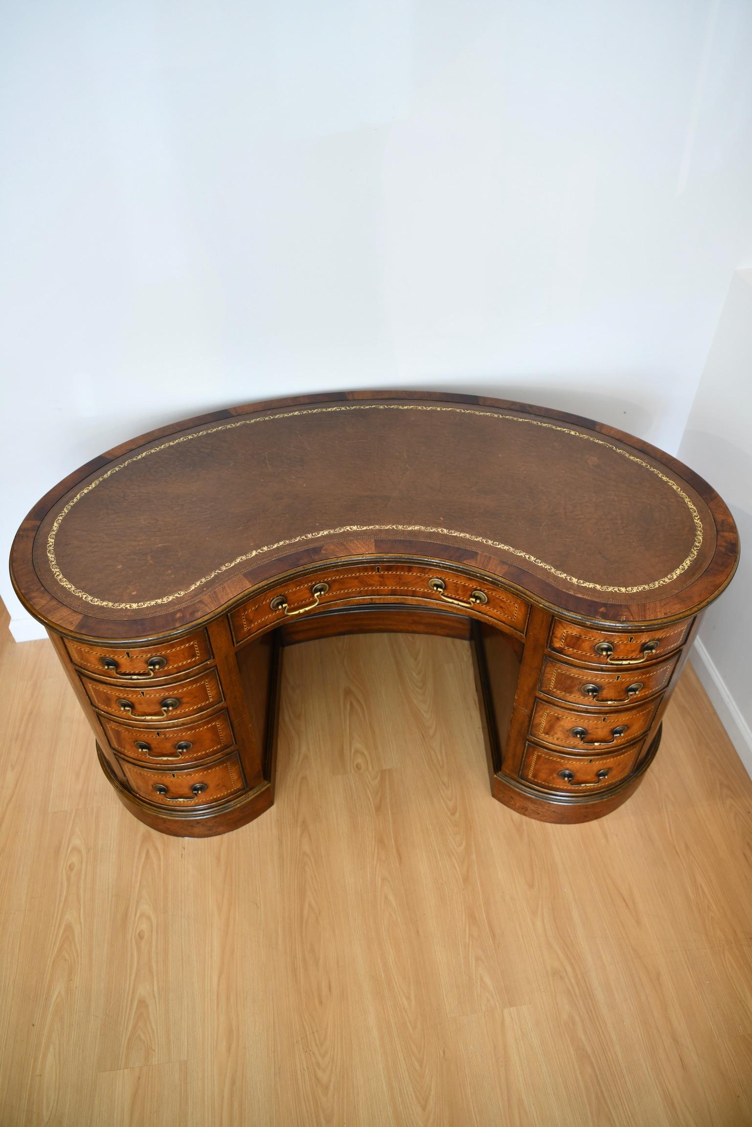 Kidney Shaped Desk with Leather Top 1