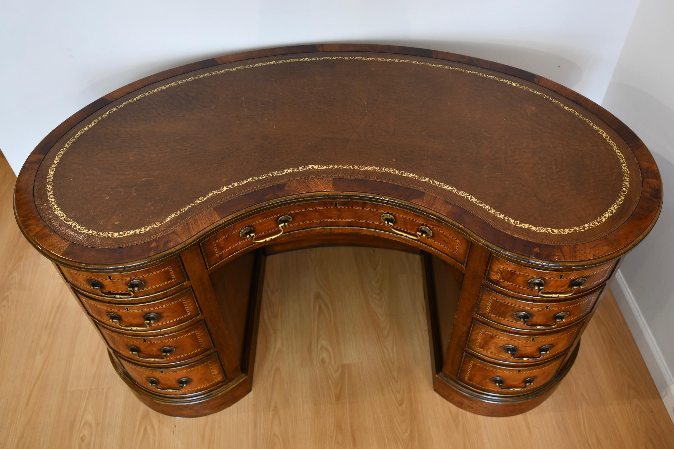 Kidney Shaped Desk with Leather Top 2