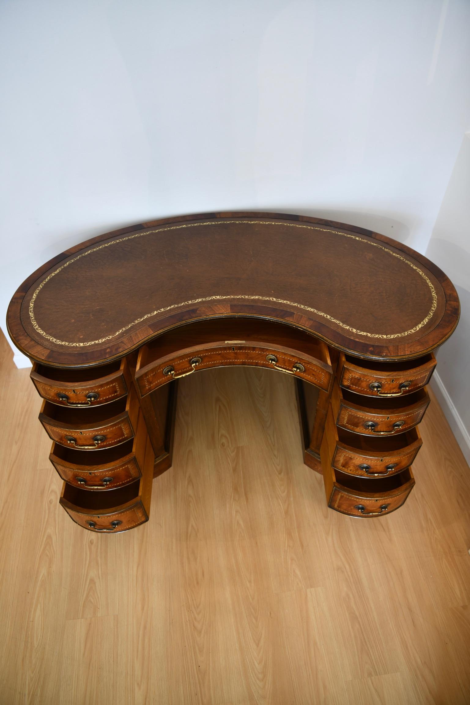 Kidney Shaped Desk with Leather Top 3
