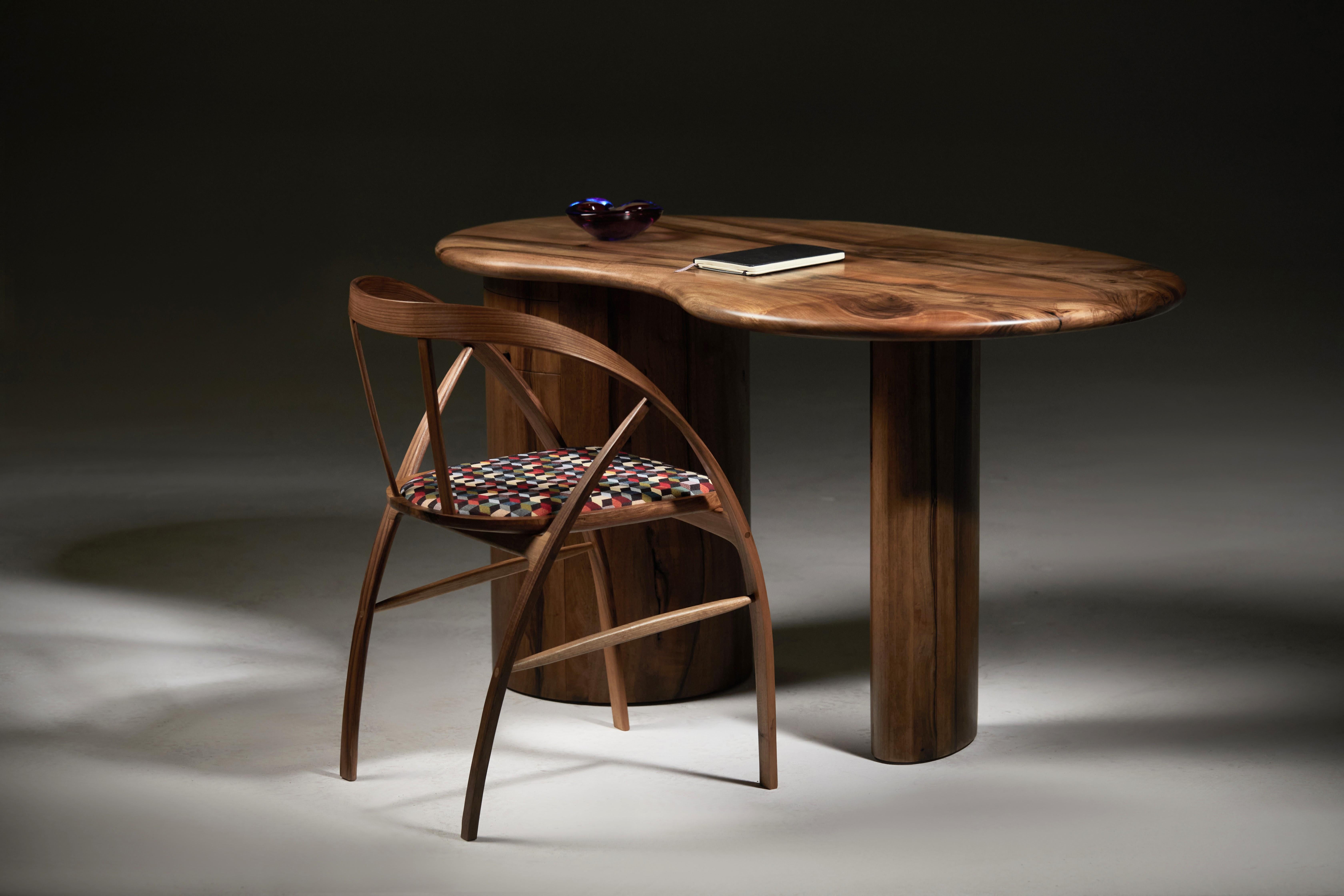 Kidney shaped desk with pebble edge top in European walnut by Jonathan Field For Sale 3