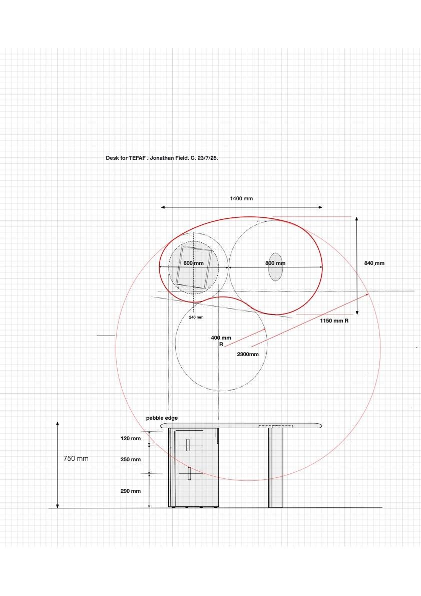 Kidney shaped desk with pebble edge top in European walnut by Jonathan Field For Sale 8