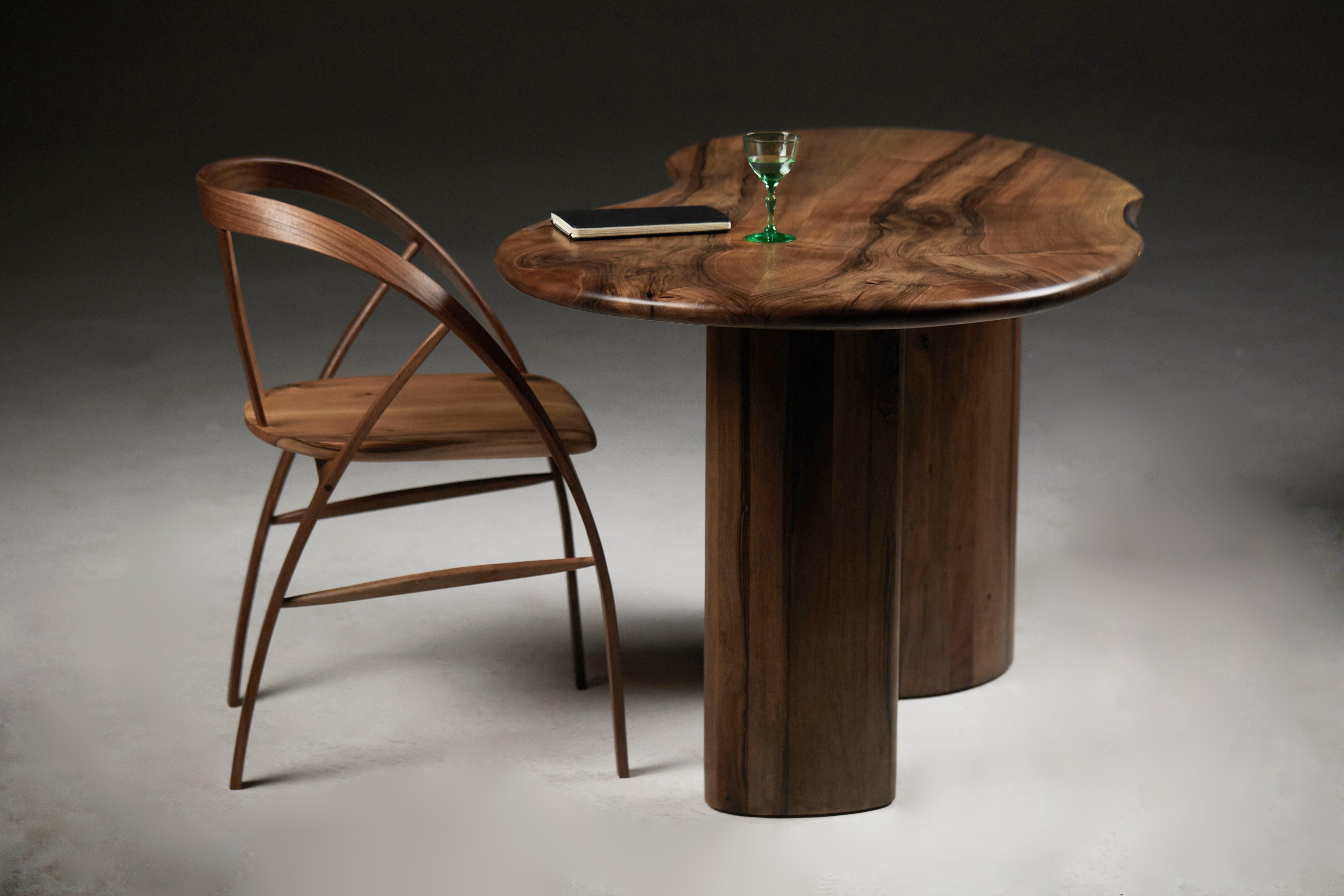 Walnut Kidney shaped desk with pebble edge top in European walnut by Jonathan Field For Sale