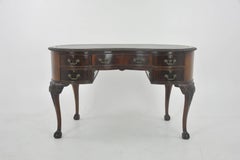 Kidney Shaped Desk, Walnut Desk, Edwardian Writing Table, Scotland 1910, B967