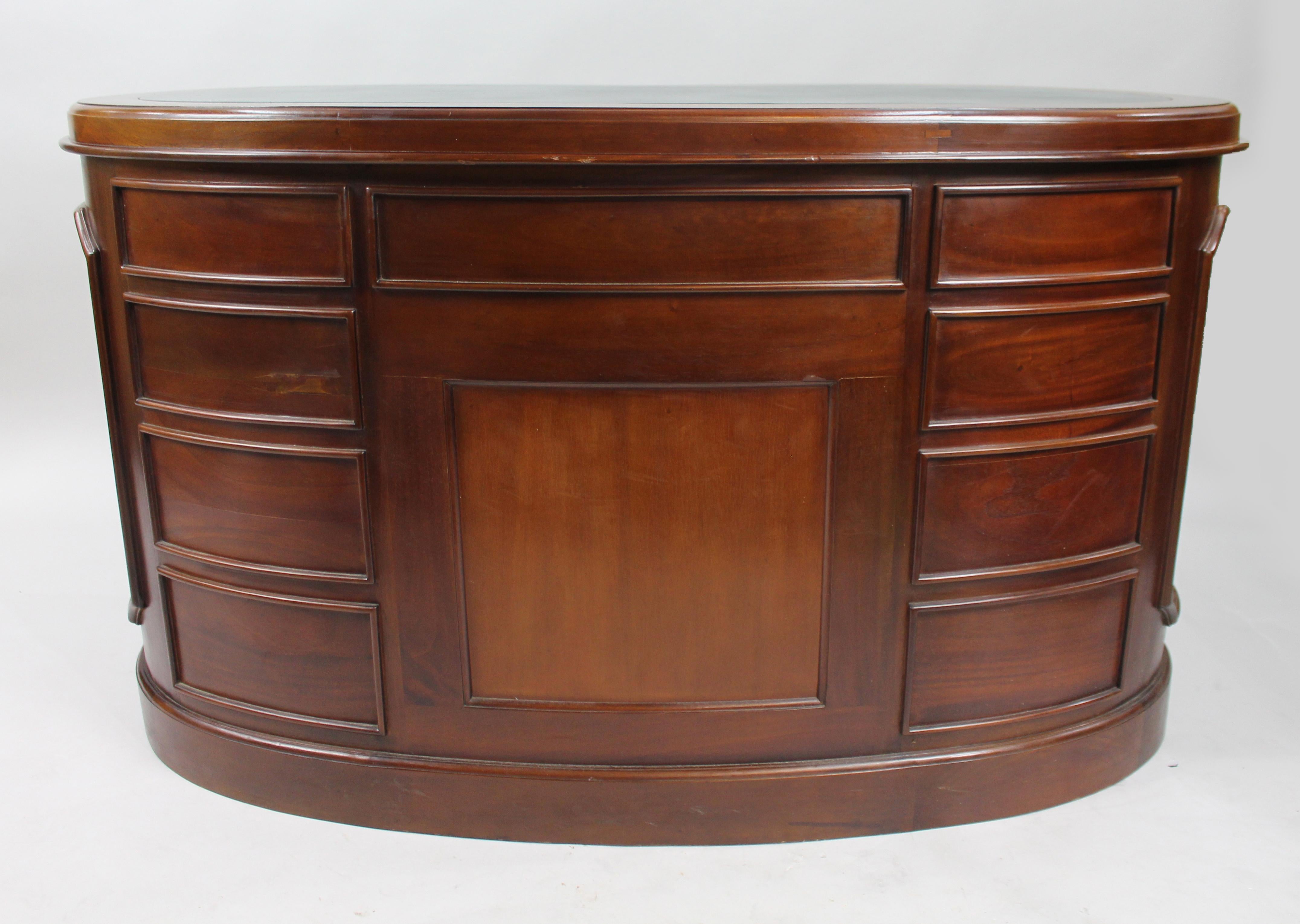 Contemporary Kidney Shaped Mahogany Leather Topped Desk For Sale