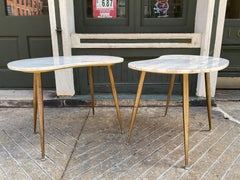 Kidney Shaped Marble Side Tables