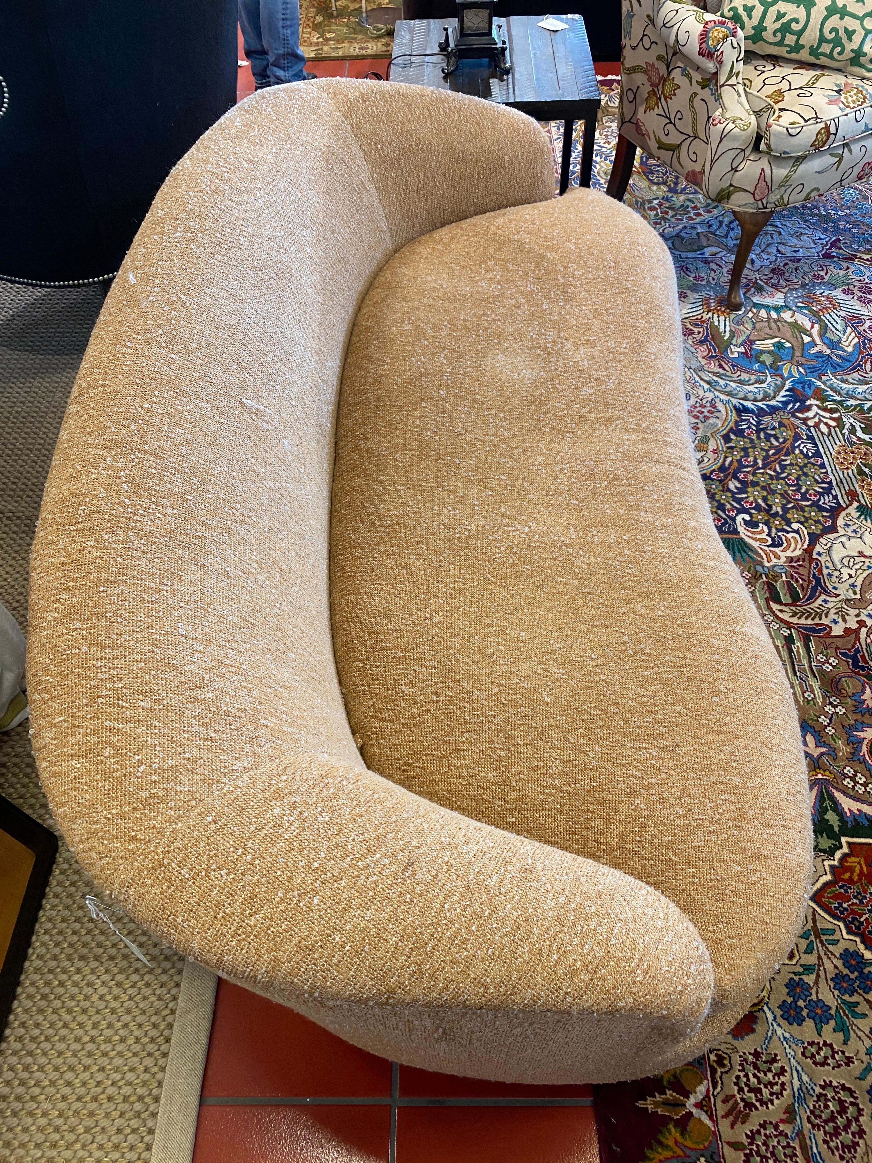 Kidney Shaped Rust Colored Sofa In Good Condition In Bridgehampton, NY