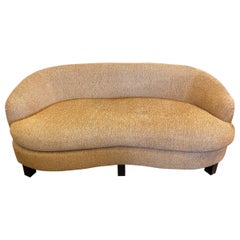 Kidney Shaped Rust Colored Sofa