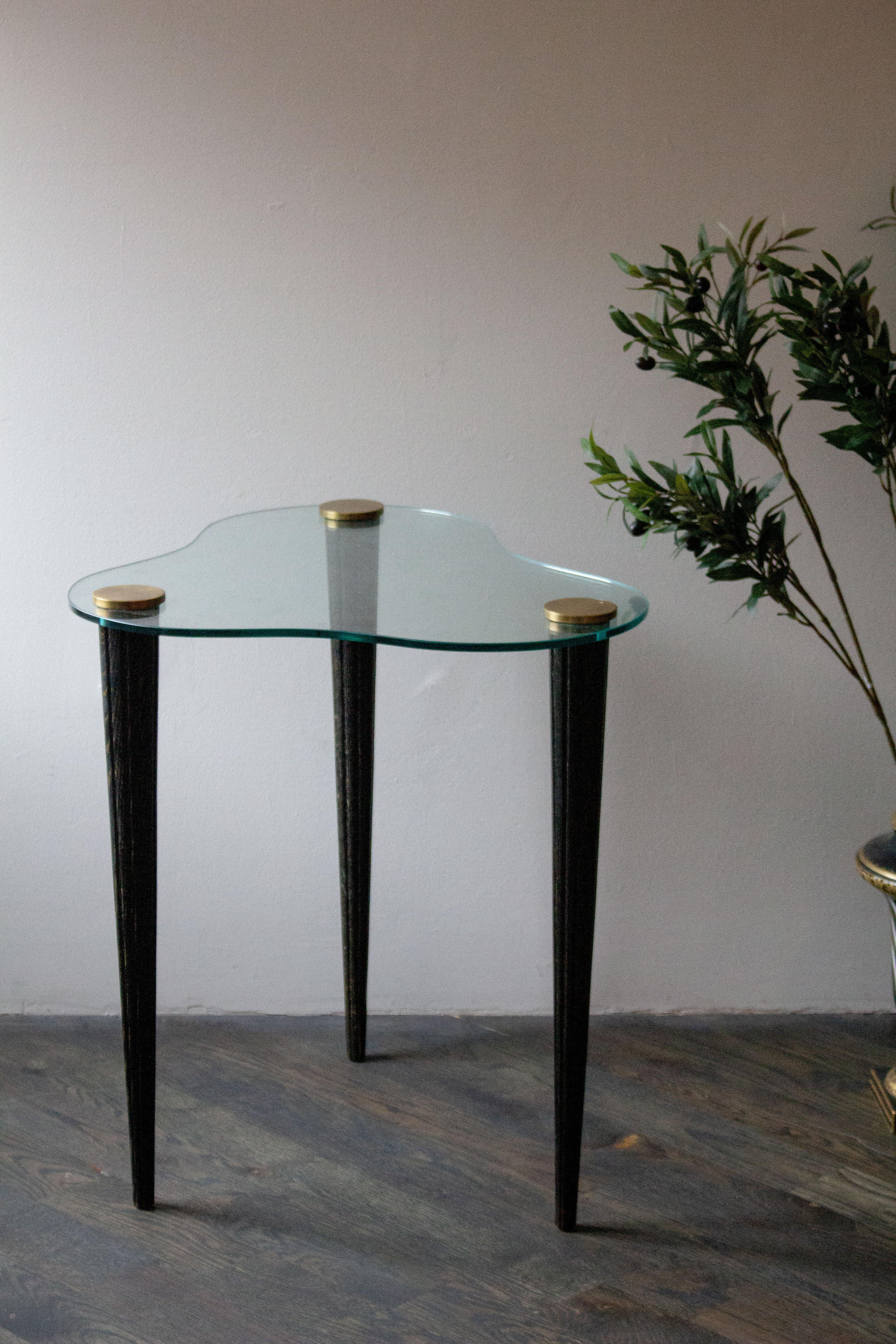 Cerused Kidney-Shaped Side Table in the Style of Gilbert Rohde