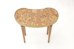 Kidney Shaped Side Table with Breche D'alep Marble
